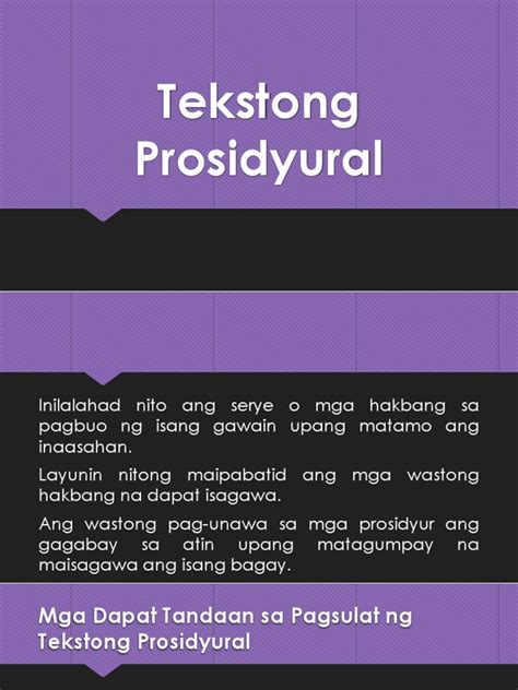 Ano ang tekstong prosidyural .